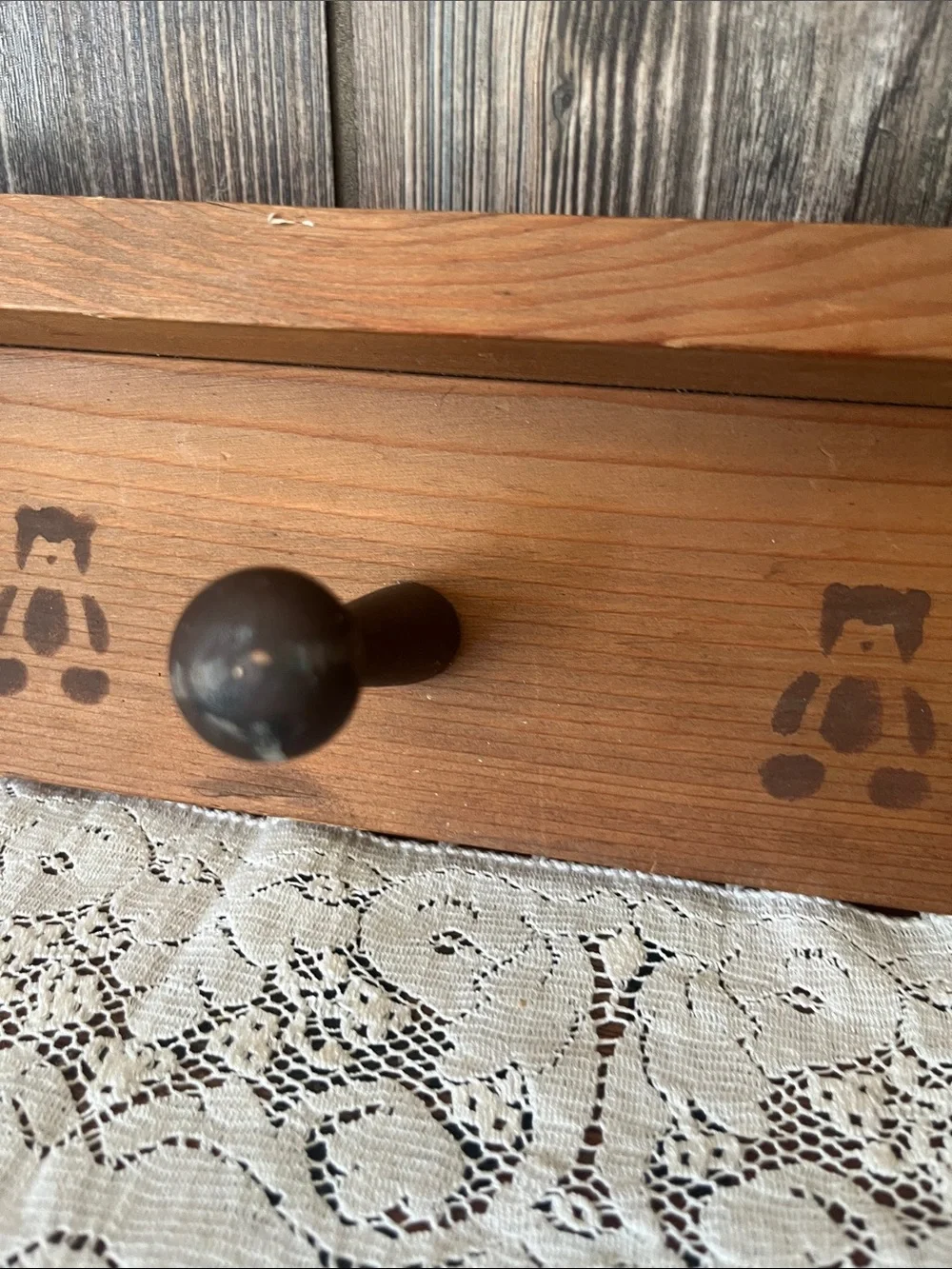 Wooden Wall Hook Rack in Brown - Unbranded